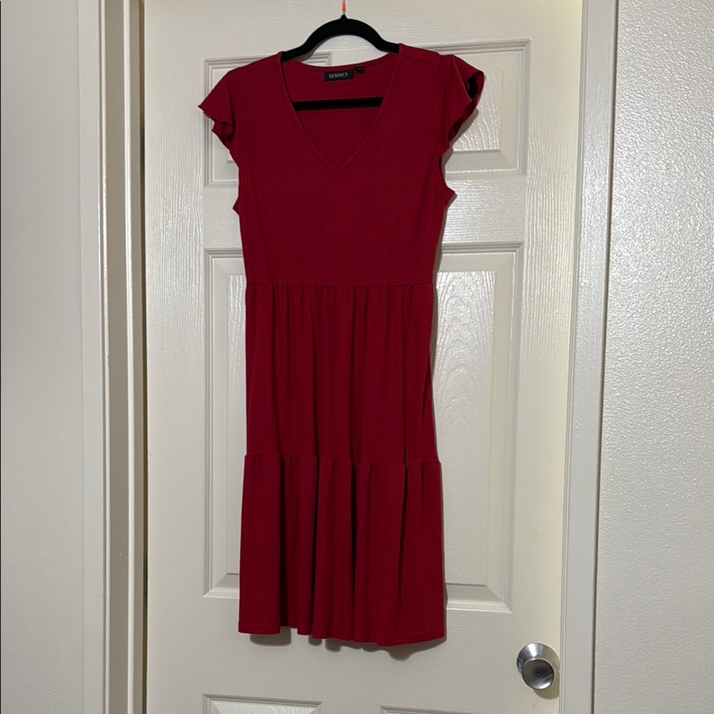 Red Flutter Sleeve Mini Sundress